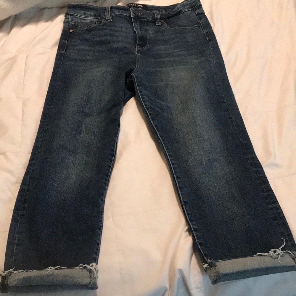 Liverpool crop denim capris